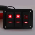 3 Gang Switch Board, Light Weight PP DC12V 24V IP65 3 Gang Switch Panel for Boat for Car. 