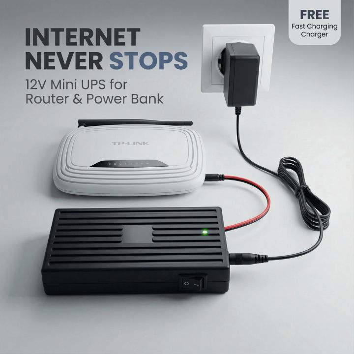 WiFi Router UPS Power Bank 6000mAh 5 Hours Backup Automatic Switching ...