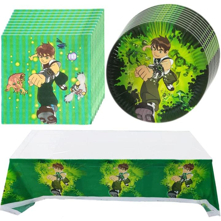 Ben 10 Happy Birthday Party Supplies 41 Pcs Set Cupcake Picks Balloons Table Cover Plates Napkins Decorations