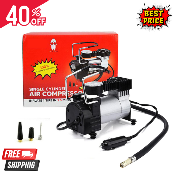 Single Car Tyre Inflator Air Compressor - Air Pump For Car - Air Pump 12V Cars SUV Trucks - Air Pump Best For Truck, Car, SUV.