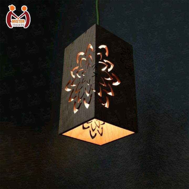Mister Traders Brand 3D Wooden Pendant Ceiling Hanging Light Lamp I Lamp I Lamps For Bedroom I lights for decoration | lights | room decoration lights | wooden lamp | hall decoration items I Decorating items I Decoration Pieces I Ceiling Lamp Hanging
