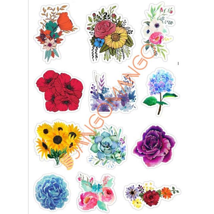 10 Pcs Beautiful Color Flower Stickers Pack for Laptop Desk Notebook Phone DIY Stickers - JangoMango Store