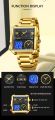 LIGE Top Brand Luxury Fashion Men Watches Gold Steel Sport Square Digital Analog Big Quartz Watch for Man Relogio Masculino+BOX. 