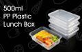 Pack of 10 - 500 ML. Microwave Disposable Food Storage Boxes - Clear Transparent Plastic. 