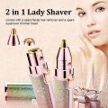 2 in 1 Eyebrow Trimmer & Facial Hair Remover for Women, Rechargeable Eyebrow Razor and Painless Hair Removal Shaver, Hair Trimmer and Body Shaver for Lips Nose Face. 