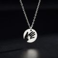 Skyrim Baby Hand Necklace Mother Kid Child Chain Family Mom Gift for Woman Man Stainless Steel Pendant Jewelry Fashion Trend. 