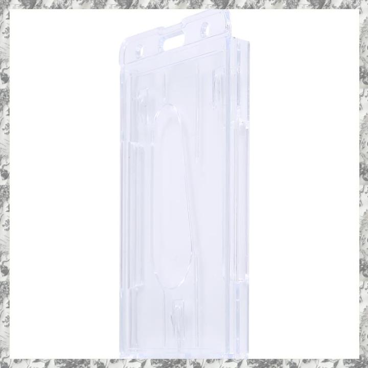 CGearuppt 1x Vertical Hard Plastic Badge Holder Double Card ID Multi Transparent 10x6cm