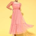 Net Long Mexi Frock 2023 For Girls Women Smoky Design: Fashionable And Elegant Mexican Frock With A Stylish Smoky Design. 