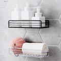 Storage Rack with Removable Shelf Stylish Durable Floating Shelves for Bathroom Bedroom Kitchen Easy to Install Clean Black Metal Frame Perfect Storage Solution Rust-proof Bathroom Storage Boxes. 