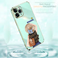 TA for iPhone 6 Plus / 6S Plus Back Cover + Free Lanyard Back Girl Luxury 6D Plating Case Side Pattern Soft Silicone Square Phone Cases. 