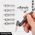 Calligraphy Pen Set Comic Dip Pen Set With 5 Pcs Flat Nibs For Art Calligraphy Signature Writing Vintage Painting. 