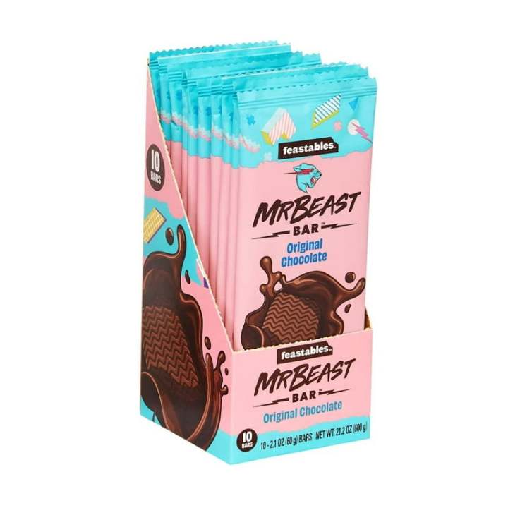 Feastables MrBeast Original Chocolate Bars (60g), 10 Pack (Imported)