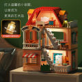 Feile children play house doll house princess castle building block villa small house boy and girl birthday gift doll. 