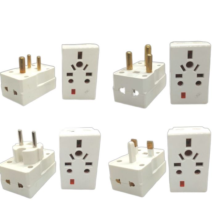 Universal Multi Travel Adapter Different Design US AU UK EU Base Socket Plug Round and Flat Pin Power Plug Light Plug Multi Shoe Switch Socket Adapter Fuse and Light(Round and Flat Pins)