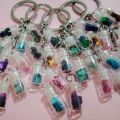 1 x 5 bottle Glitter Flake Key chain for girls keychains with glitter bottle. 
