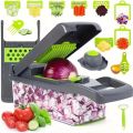 9-in-1 Vegetable Chopper 2000ML and Manual Push Chopper 1500ML – Hand Chopper Machine 1.5L – Manual Vegetable Cutter & Food Processor – Handy Chopper with 3 Stainless Steel Blades – Chop Fruits, Veggies & Nuts –. 