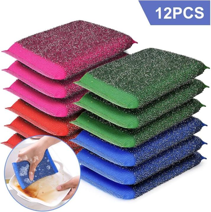 Dish Sponge Scrub Pads Non Scratch Scrubbers Colourful Block Cleaning Sponges Reusable Scouring Pads Kitchen Dish Scrub Sponge
