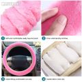 3PCS Fluffy Steering Wheel Cover Set Car Steering Wheel Cover For Toyota Pink Car Accessories For Girls Wheel Cover 15 Inch Warm(black). 