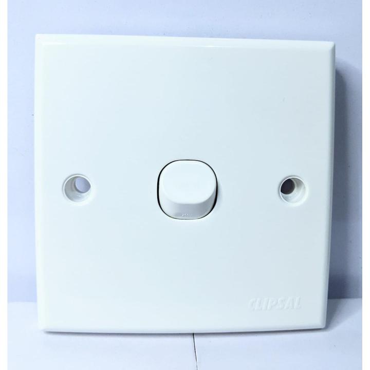 Clipsal single white plastic square switch 10A, single pole changeover (SPCO) 12v, 24v or 240v.