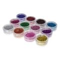 12 Pcs Set - Multicolor Loose Pigment Sparkling Dust Glitter Powder Eyeshadow Nail Art Powder Brush - Mix 12 Color Shiny Shimmer Eye Shadow Palette Kit Dusty Makeup. 