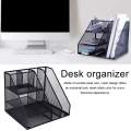 Metal File Rack with Desk Organizer, Multifunctional Desk Organizer, Office, School Desk Organizer Set, Office Accessories, Office Table Accessories Set, Metal Mesh File Rack, Desk Organizer Set, Metal Mesh Office Desk Organizer (1 Pcs). 