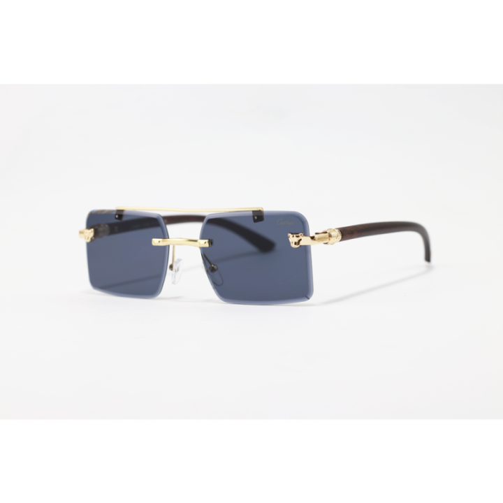 Cartier - 22460 - Wooden Golden Black - Metal - Double Bridge - Rimless ...