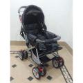 IMPORTED PRAM CHROME AND SEAT ADJUSTABLE Fancy High Quality 2 in 1 Pram Stroller Buggy Travel Carriage Pushchair8 Big Tyres Alloy Foldable Baby Stroller For Newborn Double Handle / Rubber Tyres. 