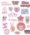 Pack of 24 Pink Stickers for Girls 2 Inch X 2 Inch Each Sticker Size Sticker For Laptop Sticker For Mobile Cute Cool Doodle Sticker. 