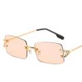 XaYbZc Blue Rectangular Sunglasses Rimless Men Metal Fashion Square Sun Glasses For Women Gradient Lens Frameless 2024 UV400. 