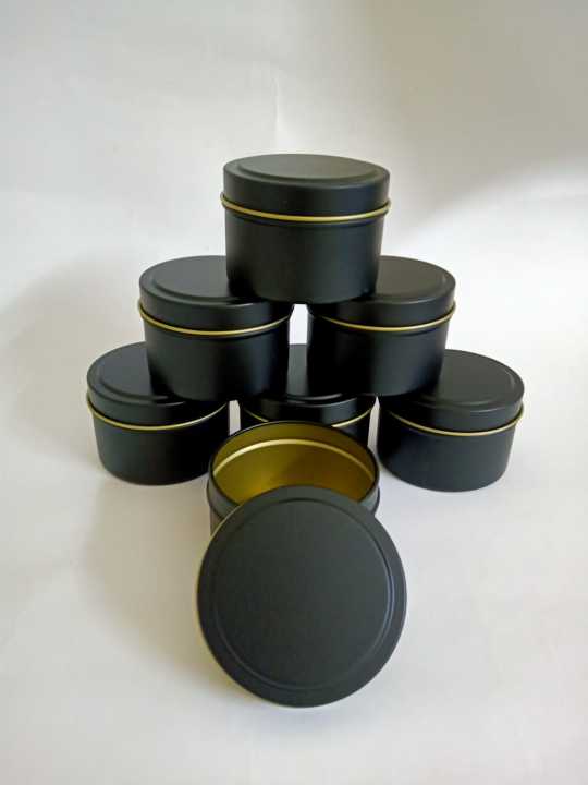 Black Candle Tins, (Pack of 1/6/12) 4 OZ Metal Candle Containers for