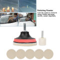 Car Windscreen Glass Scratch Remover 100g Oxide Powder Polishing Kit Wheels Set Polish Pads. 