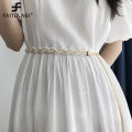 Woven Pearls Waist Chain Belt Women Metal Gold Color Belt Simple Korean Style Chain Belt Sweater Dress Decoration Chain Belt. 