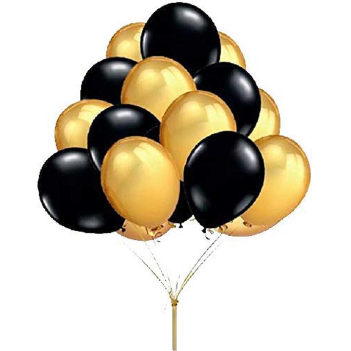 50 pcs Golden and Black Balloons set (25 golden balloons and 25 black balloons) for birthday decoration  or bridal shower decoration or balloons for birthday