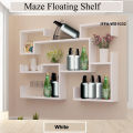Maze Floating Shelf – Multipurpose Floating Shelf - 7 Large Space Shelf - This shelf is ideal for displaying unique decorative pieces, picture frames, magazines, plants, books, and more. 