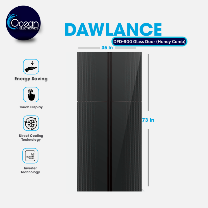 Dawlance 24 Cubic Feet Refrigerator DFD-900 Glass door , Inverter Technology , 4 Door With 12  Years Warranty