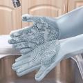 Magic Dish washing Gloves with scrubber, Silicone Cleaning Reusable Scrub Gloves for Wash Dish,Kitchen, Bathroom,1 Pair: Right + Left Hand). 