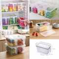 Refrigerator Storage Box With Handle Transparent Sealed Rectangle Plastic Container with Lid. 