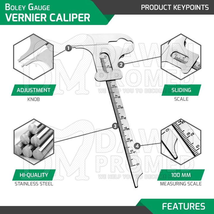 Measurement Tools: Boley Gauge 6" Vernier Caliper 10 CM Dental Orthodontic Institute German Gr