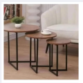 Prime Pickz Modern Minimalistic Nesting Table Set with V Shape Metal Frame | White, Black, Brown, Beige Tops. 