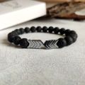 8mm Sacred Arrow Lava Rock Bead Bracelet Natural Anti Anxiety Essential Oil Diffuser Bracelet for Women Men 18cm. 