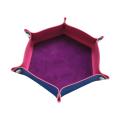 Hexagon Dice Tray PU Leather Double Sided Office Supplies Larger Size Dice Rolling Tray for Table Games Candy Keys Jewelry Coins. 