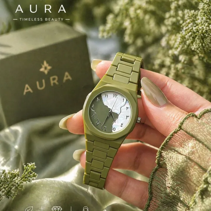 Olive%20Green%20Aura%20Wristwatch%20for%20Women%20&%20Girls%20%7C%20Split%20Marble%20Dial%20with%20Arabic%20Numerals%20%7C%20Elegant%20Analog%20Fashion%20Watch%20with%20Matching%20Lightweight%20Link%20Bracelet%20%7C%20Stylish%20Watch%20for%20Office,%20Parties,%20Outings%20&%20Everyday%20Wear%20-%20Image%202
