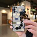 Black pearl pendant Anti-knock Phone Case For OPPO A74 5G/A54 5G Back Cover Simplicity Bear bracelet silicone cute. 