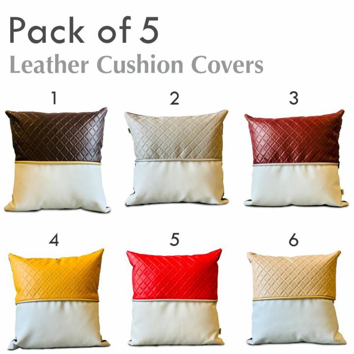 Relaxsit Cushion covers (Pack of 5) Quilted Leather Decorative
