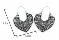 New styleBoho 925 Sterling Silver Elegant Vintage Style Tibetan Tibet Heart Hook Earrings. 