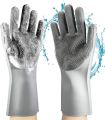 Reusable Silicone Magic Washing Gloves Pair with Scrubber for Kitchen, Bathroom, Car, Pet and Multipurpose Cleaning and Washing (1 Left and 1 Right Hand Silicone Scrub Glove Pair). 