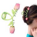 Large Pink Tulip Claw Clip Flower Hair Claw Clip Girl Elegant Hair Clips Headband Hairpin Hair Crab Hair Accessories Bath Clip. 