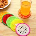 6pc Set Of Colorful Fruit Shaped Coasters Silicone Round Coaster Cup Drinks Holder Mat. 