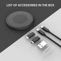 Multi-Functional Compact Cable Card, Portable Storage Box with USB A/Type C/Micro USB/Light USB Adapter Kit, PD 60W Charging and Data Transfer Cable Kit, Sim Card Tray Eject Tool and Slots - Black. 