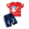 Baby Boy Suit Jeans Shorts N.Y printed Design For Baby Boy Summer Outfits. 